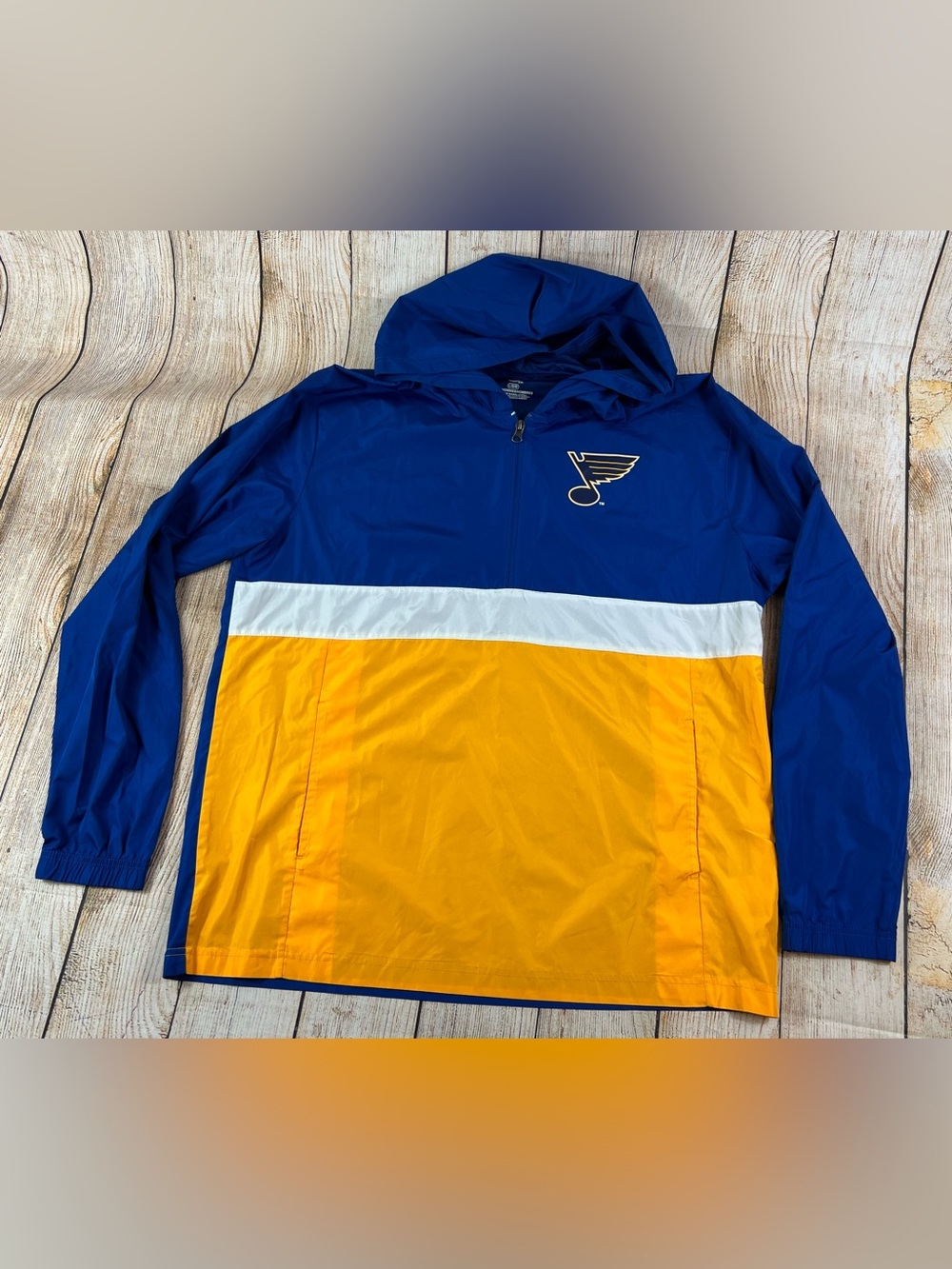 St Louis Blues NHL Hockey Lightweight Pullover 1/4 Zip Hooded Jacket Size Large